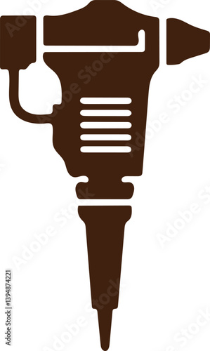 Heavy jackhammer tool silhouette, construction demolition tool vector icon, industrial jackhammer outline