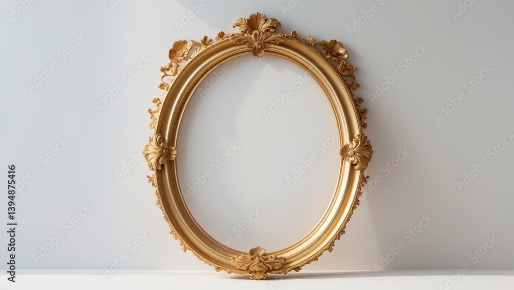 White background featuring a standalone golden frame White background featuring a standalone golden frame