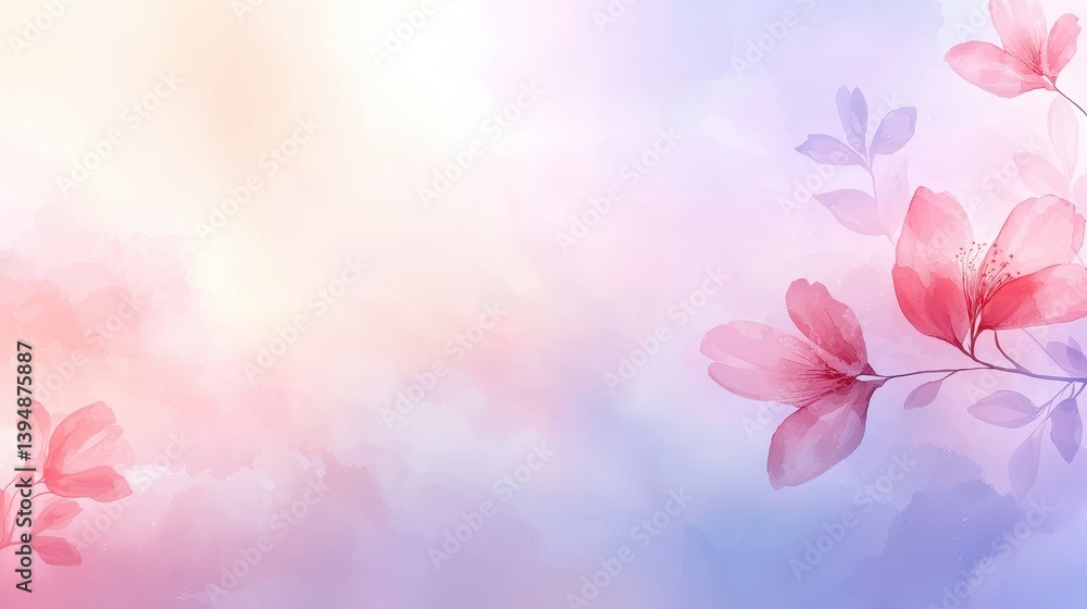 Obraz premium Dreamy pink flowers on blue and pink backdrop, vibrant floral scene pink