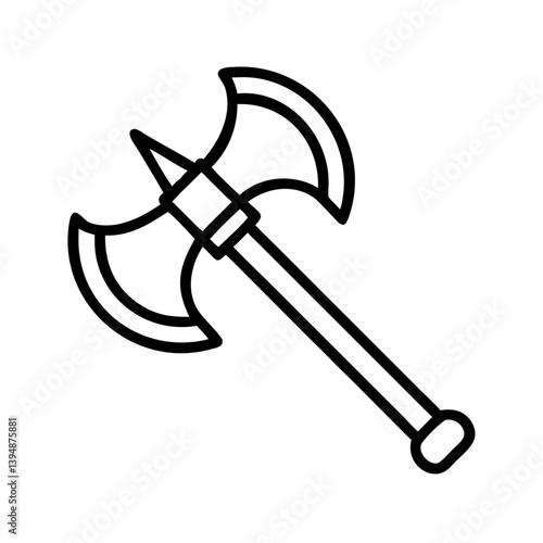 Double headed axe vector icon illustration, battle axe, medieval weapon, viking axe, warrior tool isolated