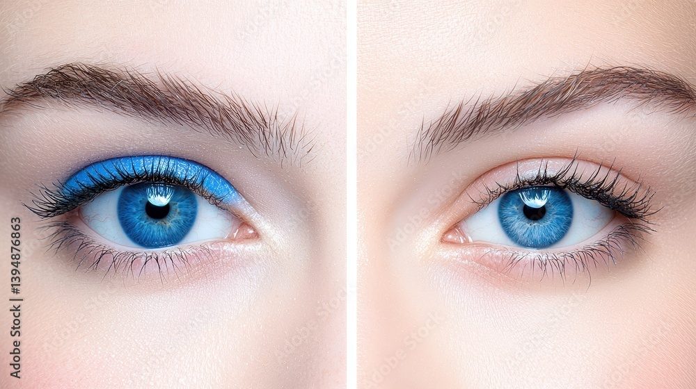 Obraz premium Mesmerizing blue eye, captivating closeup of long eyelashes and stunning iris detail
