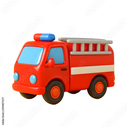 Wallpaper Mural 3D red fire truck icon with ladder and siren, designed in cute cartoon style, perfect for emergency or rescue-themed visuals.
 Torontodigital.ca