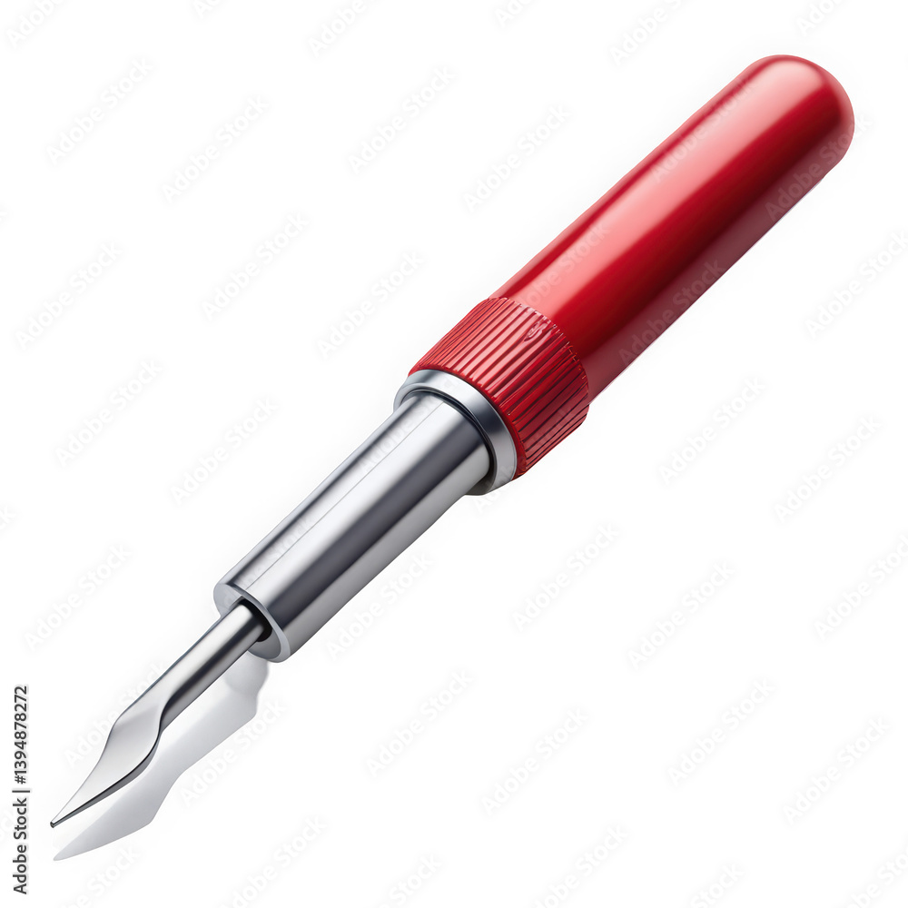 A sleek red calligraphy pen with a metallic nib, perfect for artistic writing and lettering tasks, showcasing a blend of modern design and traditional craftsmanship. A sleek red calligraphy pen with a metallic nib, perfect for artistic writing and lettering tasks, showcasing a blend of modern design and traditional craftsmanship.