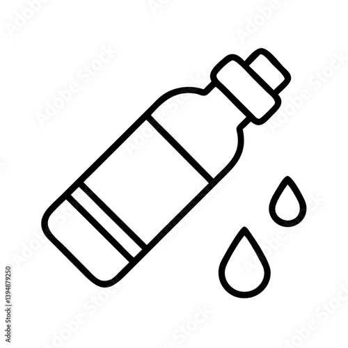 Essential oil bottle with drops outline vector for aromatherapy and natural medicine concept design illustration