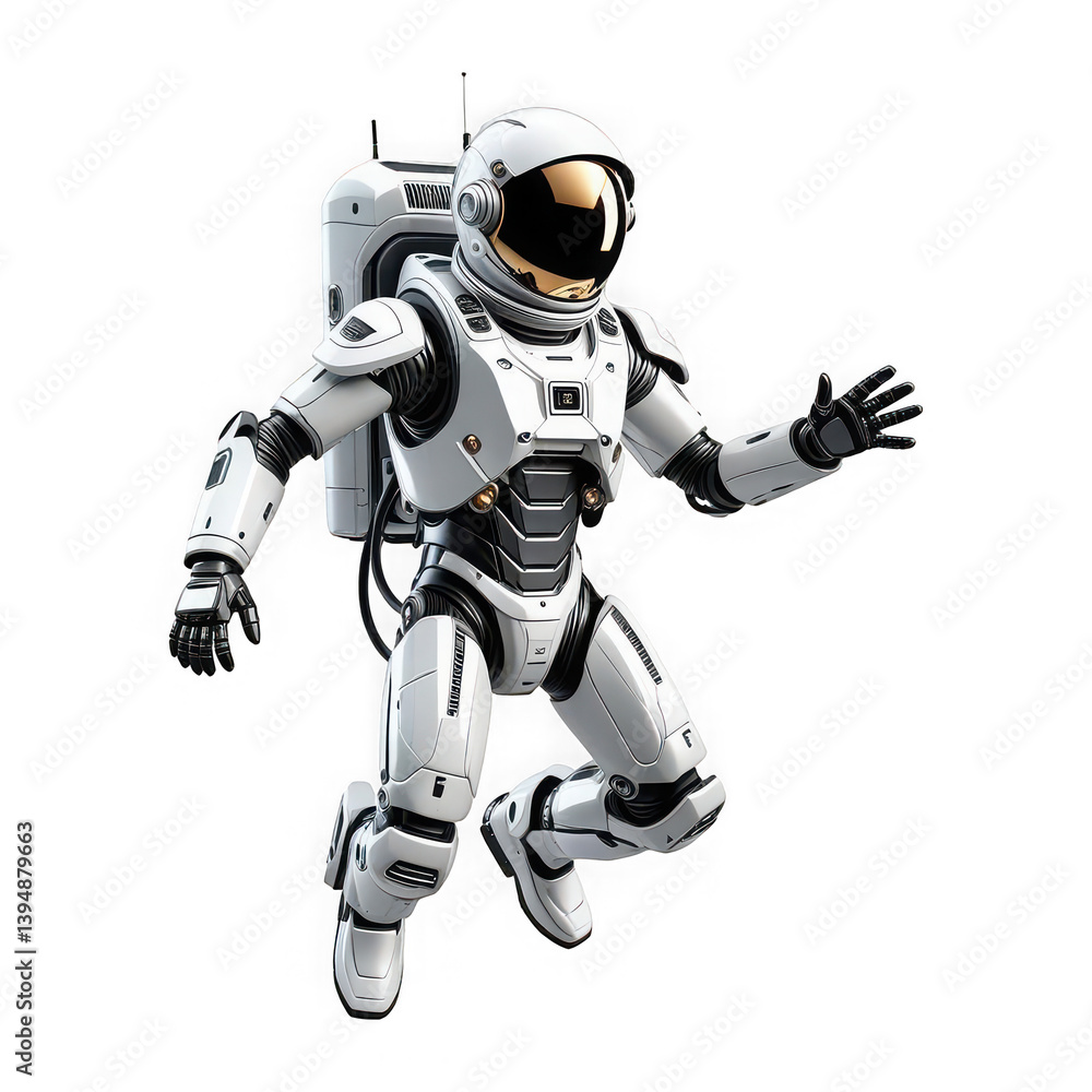 Futuristic Robot Astronaut Equipped With A Jetpack Showcasing Advanced Technology Futuristic Robot Astronaut Equipped With A Jetpack Showcasing Advanced Technology