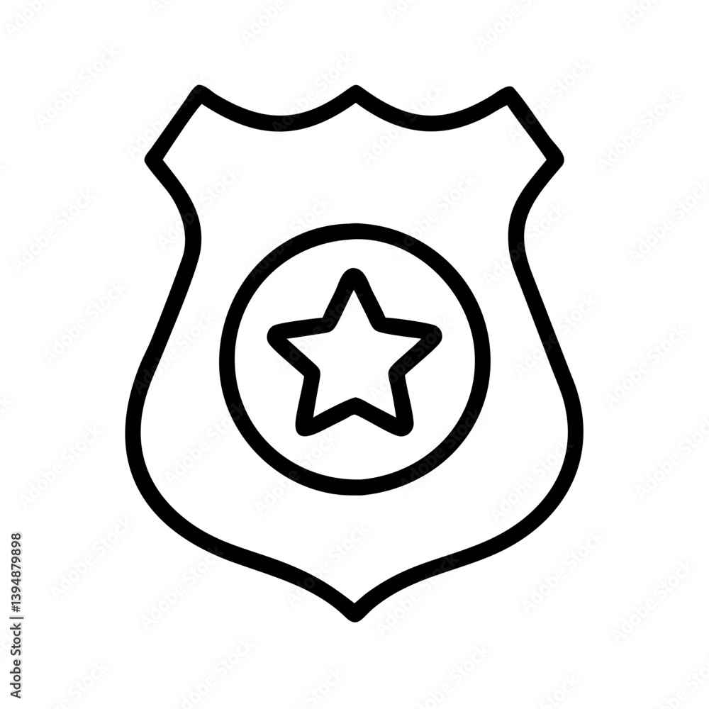 Police badge icon vector illustration of law enforcement and security symbol with star for graphic design use Police badge icon vector illustration of law enforcement and security symbol with star for graphic design use
