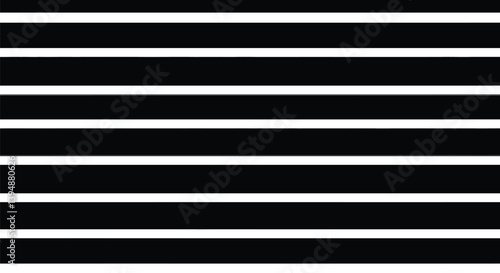 Black and white stripe background. Horizontal black and white stripes in a repetitive pattern create a sleek and bold visual composition. Vector illustration wallpaper design.