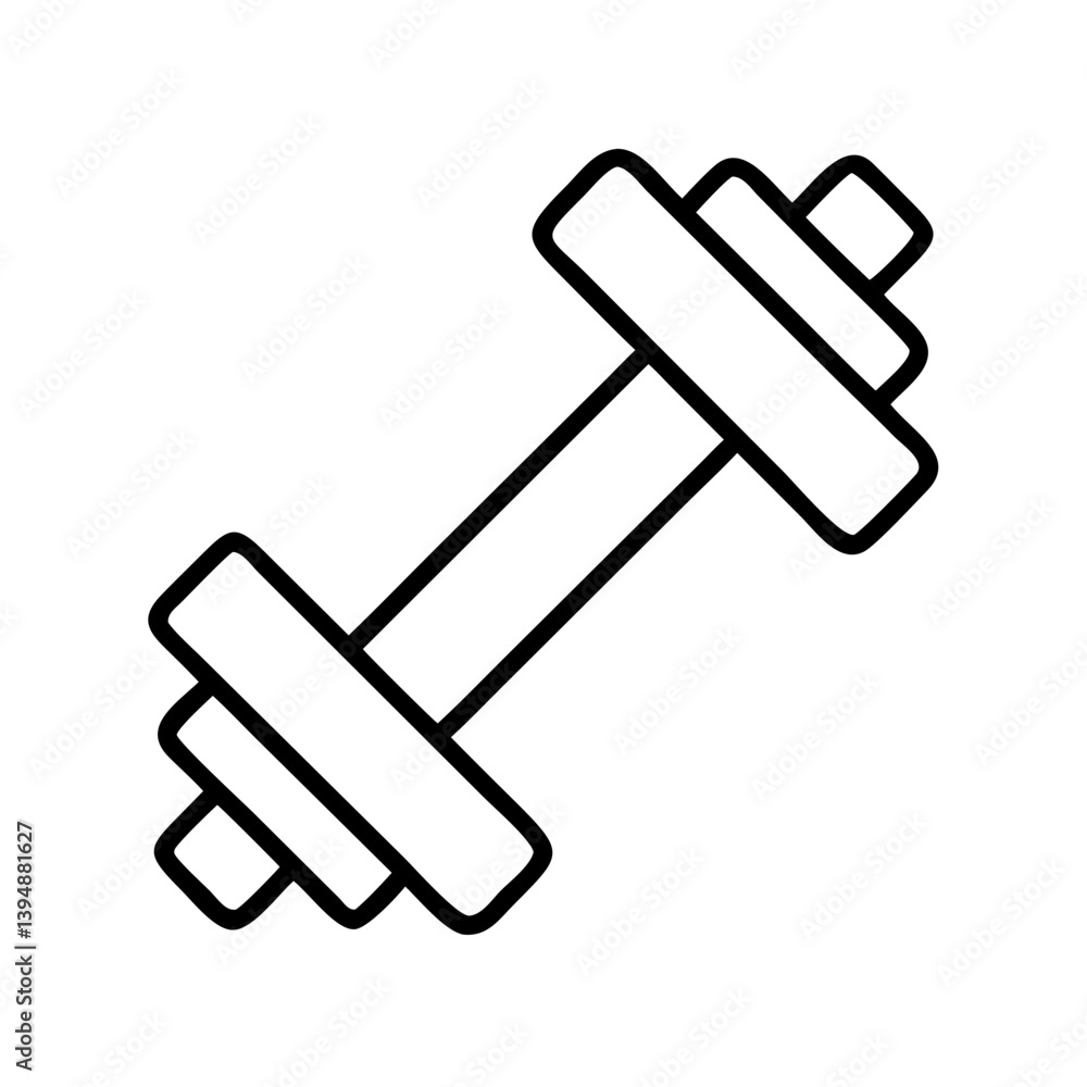 Dumbbell weight training fitness exercise gym workout bodybuilding strength training equipment vector icon graphic