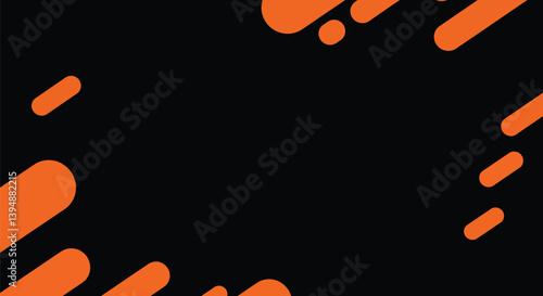 Black orange background. Orange geometric shapes and gradients create a dynamic and stylish visual effect against a sleek black backdrop. Vector illustration wallpaper design.