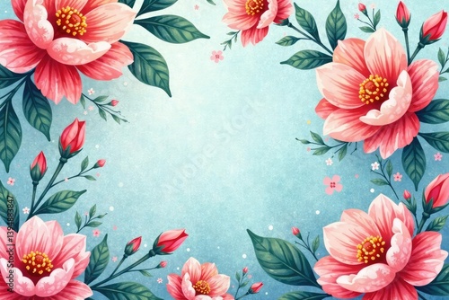 Delicate watercolor floral pattern on textured paper, background, illustration