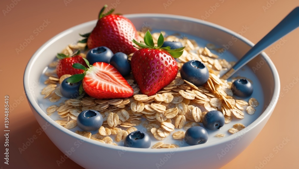 Breakfast of Healthy Oatmeal with Fresh Berries Made at Home Breakfast of Healthy Oatmeal with Fresh Berries Made at Home