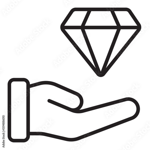 Hand diamond icon. Editable Stroke