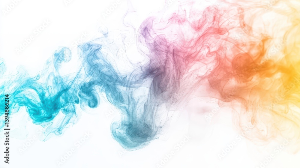 Colorful smoke on white background, vibrant abstract display of swirling colors and ethereal textures Colorful smoke on white background, vibrant abstract display of swirling colors and ethereal textures