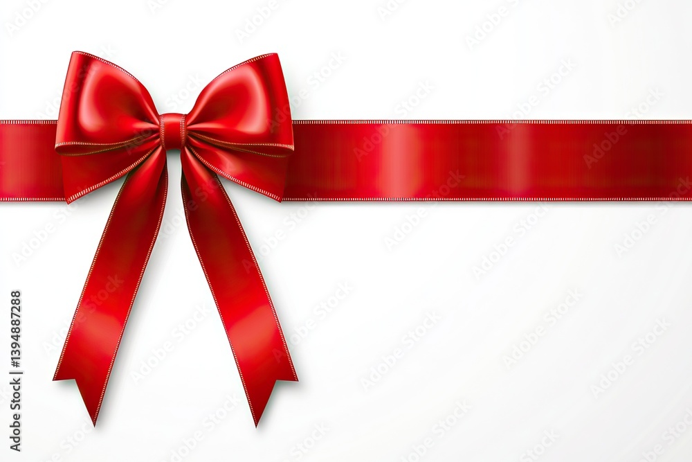Red Satin Ribbon Bow on White Background Red Satin Ribbon Bow on White Background
