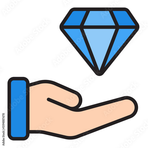 Hand diamond icon. Editable Stroke