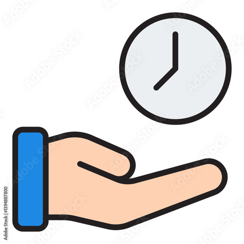 Hand time icon. Editable Stroke