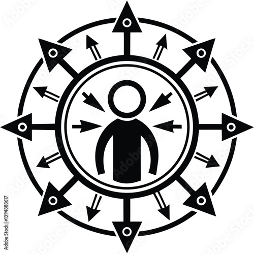 Person Under Pressure Surrounded By Arrows Symbolizing Influence And External Forces Aiming To Impact Individual Decisions And Autonomy