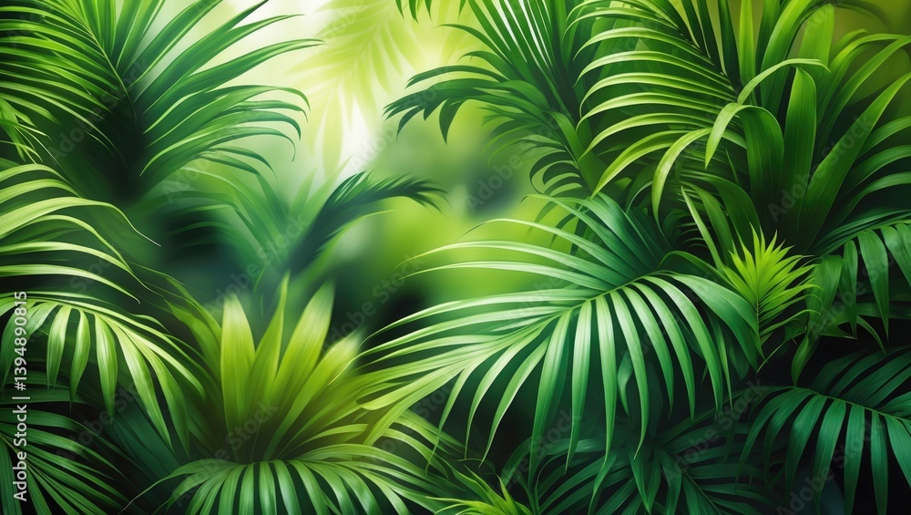 Tropical summer concept featuring green palm leaf pattern texture background. Graphic design copy space. Tropical summer concept featuring green palm leaf pattern texture background. Graphic design copy space.