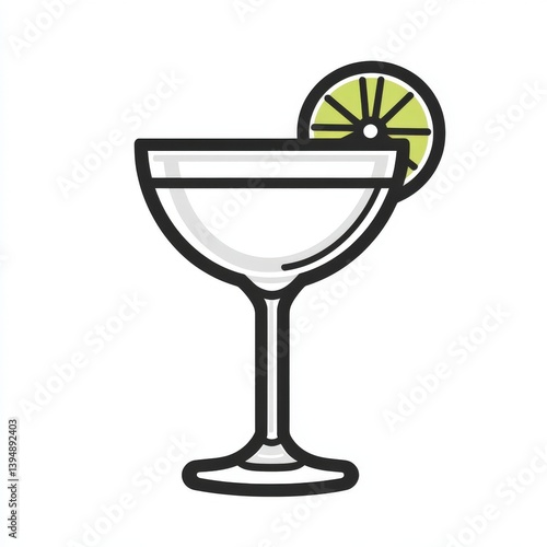 Margarita icon design featuring a glass with lime slice in a simple line art style