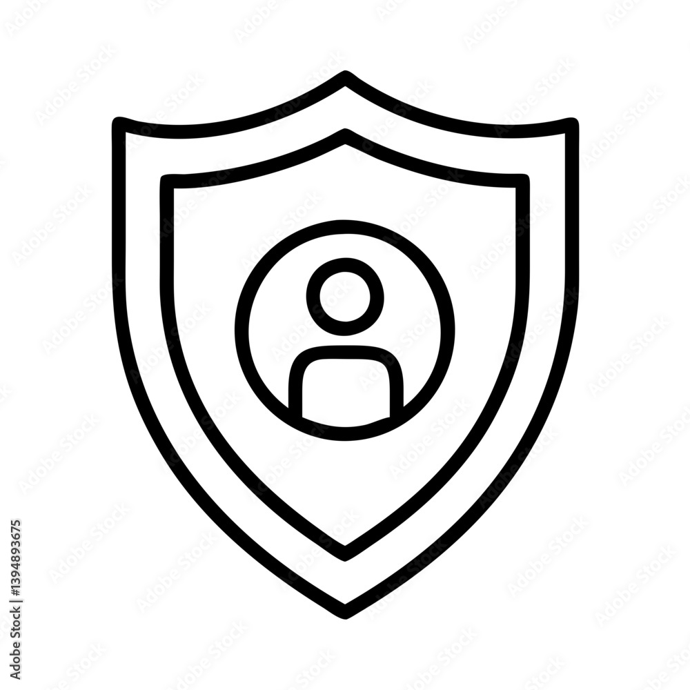 User identity protection shield icon for secure profile and privacy access control security symbol User identity protection shield icon for secure profile and privacy access control security symbol
