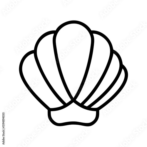 Seashell outline vector drawing, sea shell line art illustration, clam shell icon, scallop shell drawing
