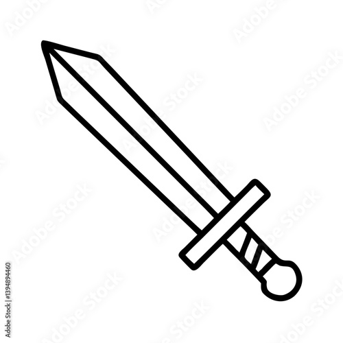 Sword outline vector illustration medieval weapon knight swordplay steel blade sharp edge battle ready  chars