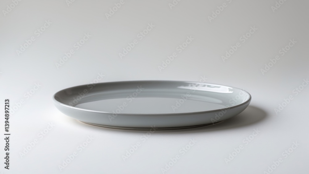 Empty grey ceramic plate in a circular shape against a white backdrop with clipping path. Empty grey ceramic plate in a circular shape against a white backdrop with clipping path.