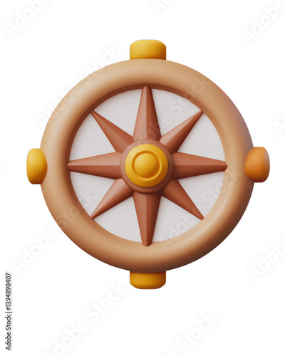 3D clay compass emoji with a vibrant design on a transparent background for creative digital projects