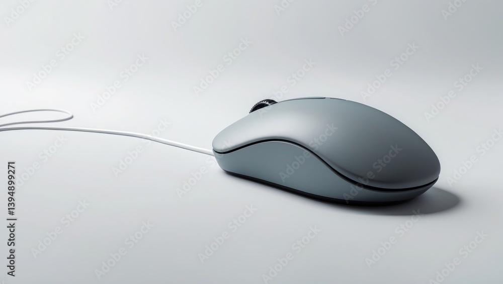 White backdrop featuring a gray computer mouse White backdrop featuring a gray computer mouse