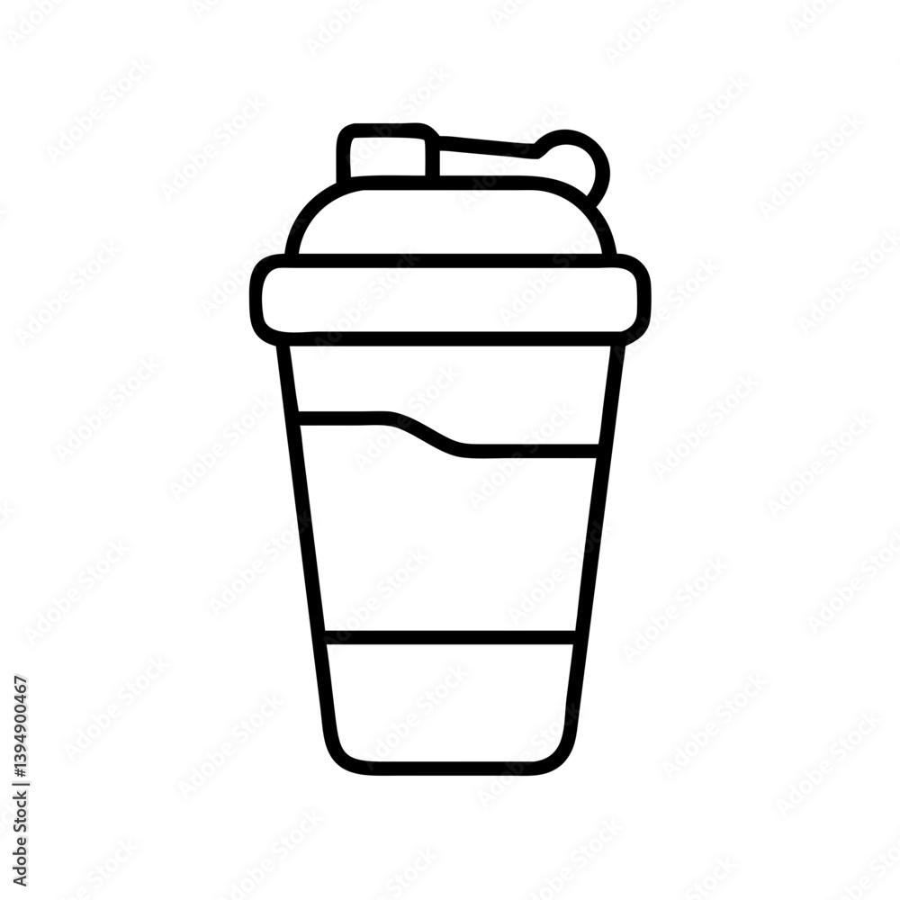 Outline protein shaker bottle vector icon for fitness nutrition and gym supplements drink container illustration Outline protein shaker bottle vector icon for fitness nutrition and gym supplements drink container illustration