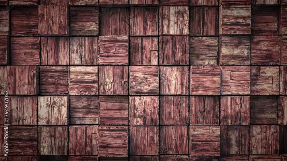 Artistic cut grid of rustic wooden blocks background with slow seamlessly repeating animation. Brown tiles with abstract nice old wood texture pattern Artistic cut grid of rustic wooden blocks background with slow seamlessly repeating animation. Brown tiles with abstract nice old wood texture pattern