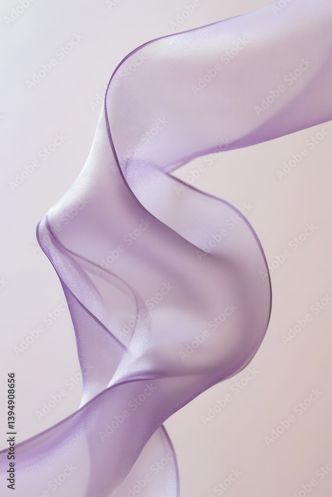 Floating Fabric: An abstract vision of flowing lavender fabric gracefully dances and undulates in a seamless blend of art and fashion.