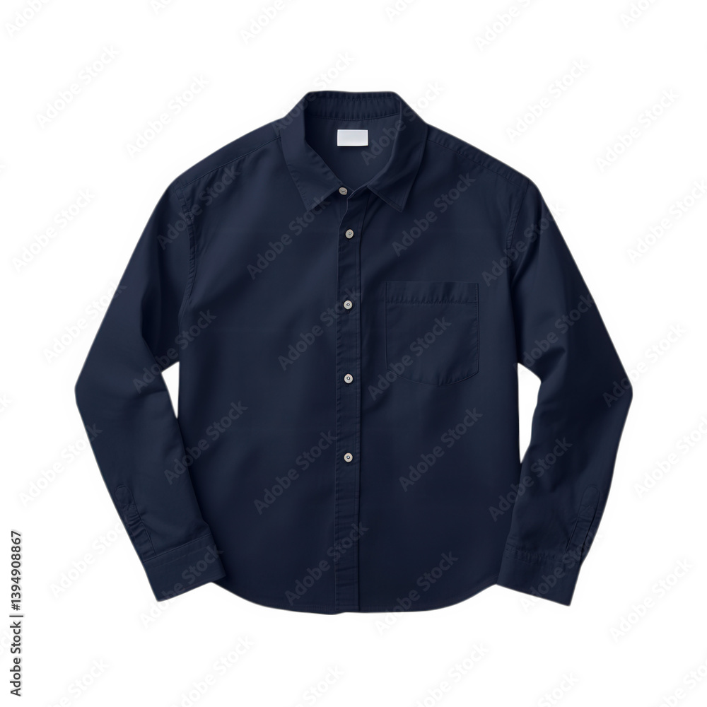 Long sleeve navy button-up shirt with a classic collar and a single chest pocket designed for versatile casual or formal wear suitable for various occasions Long sleeve navy button-up shirt with a classic collar and a single chest pocket designed for versatile casual or formal wear suitable for various occasions
