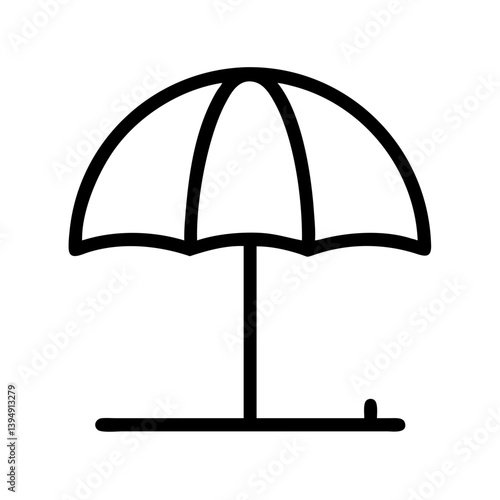 Beach umbrella vector icon, summer parasol illustration, sunshade graphic design, line art image for vacation 