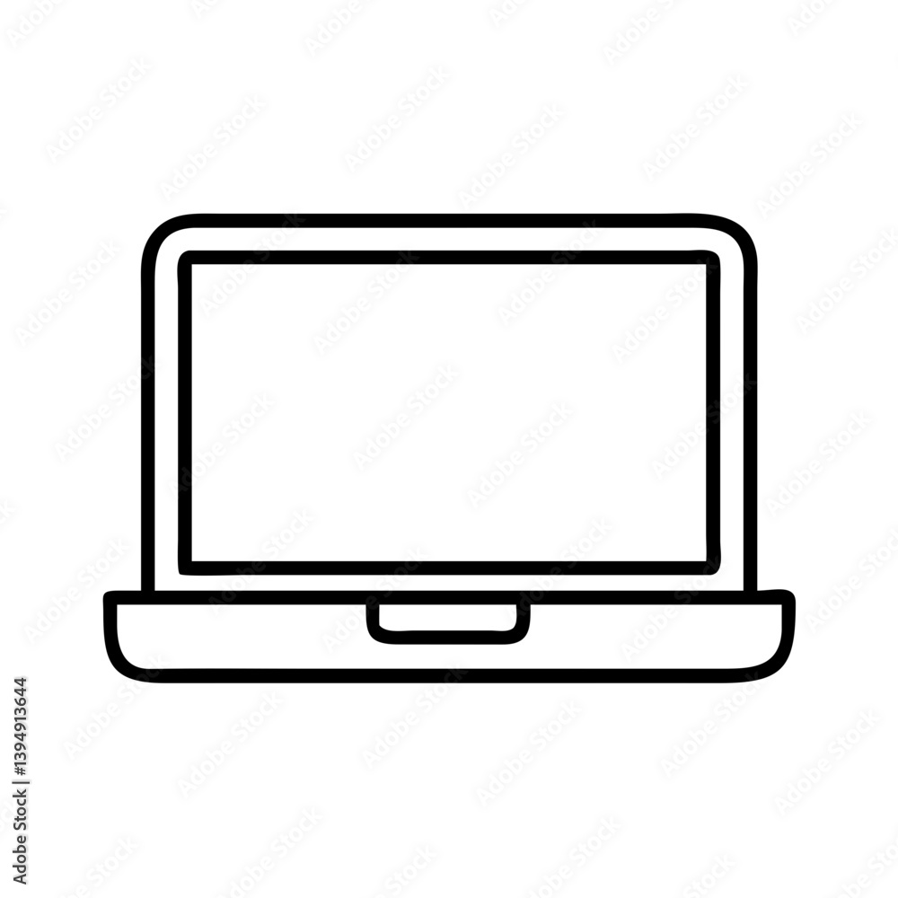 Laptop computer vector illustration for technology and business designs in simple outline style icon drawing Laptop computer vector illustration for technology and business designs in simple outline style icon drawing