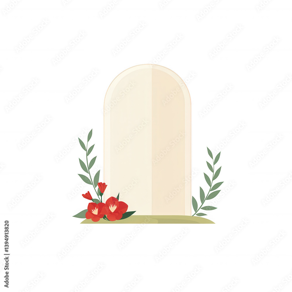 A peaceful gravestone surrounded by flowers and greenery, symbolizing remembrance and respect for loved ones. Perfect for commemorating memories and honoring legacies.