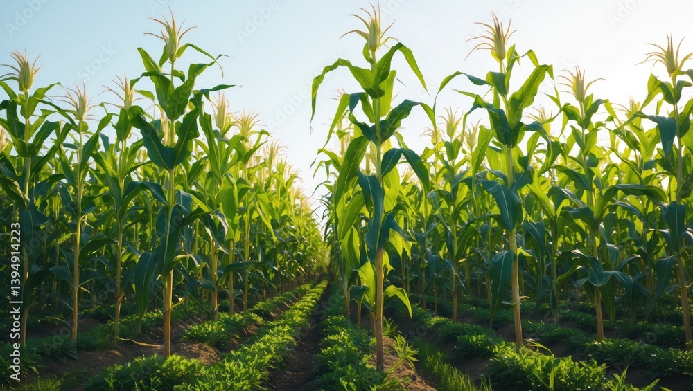 Corn plantation set apart on a white backdrop Corn plantation set apart on a white backdrop