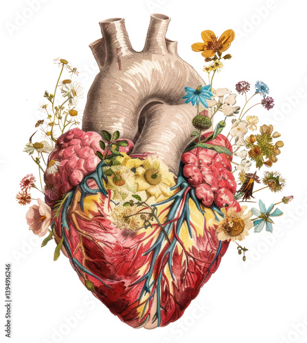 PNG Botanical heart art illustration