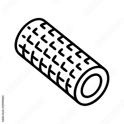 Foam roller for muscle recovery and myofascial release therapy equipment black and white illustration vector