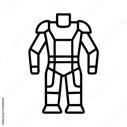 Outline drawing of a futuristic armored suit for sci fi character design and concept art projects,  char