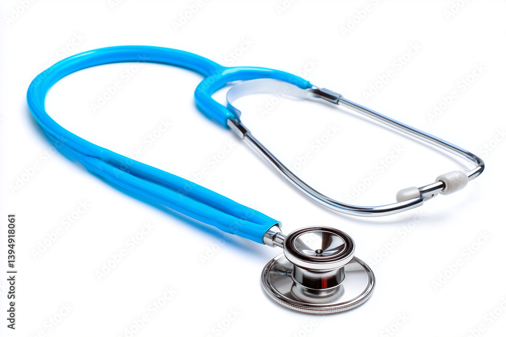 Stethoscope on a white background ready for medical examination and diagnosis at a healthcare facility in the evening Stethoscope on a white background ready for medical examination and diagnosis at a healthcare facility in the evening