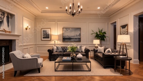 Wallpaper Mural Cozy living room featuring a warm fireplace surrounded by comfortable seating and inviting decor creating a relaxing atmosphere for family gatherings and leisure Torontodigital.ca