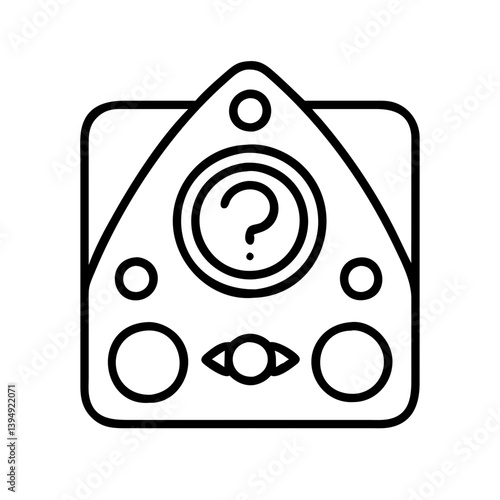 Ouija board vector illustration for paranormal activity and spirit communication with question mark symbol 
