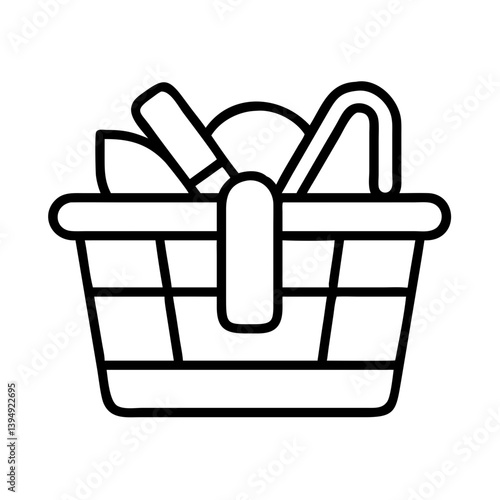 Outline christmas gift basket vector design template for holiday season celebration and decoration ideas