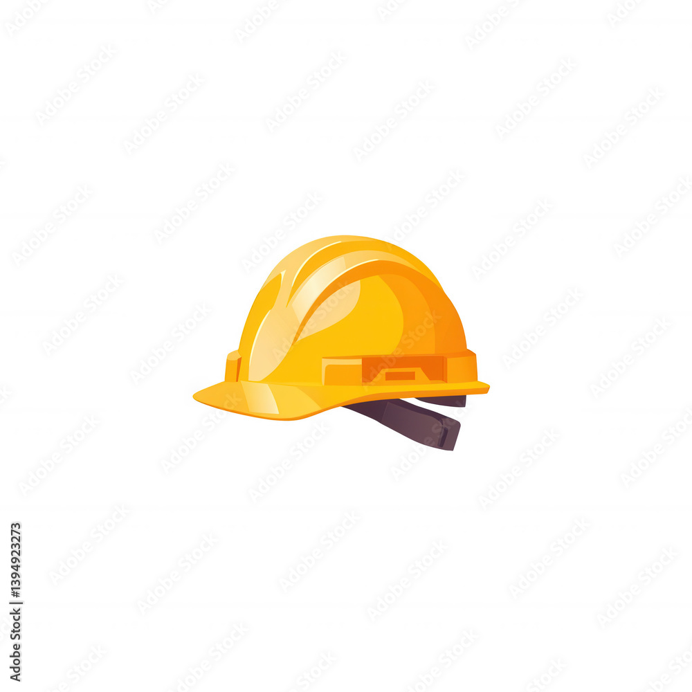 Fototapeta premium A vibrant yellow construction helmet representing safety and protection on job sites, isolated on a white background for a clean and professional look.
