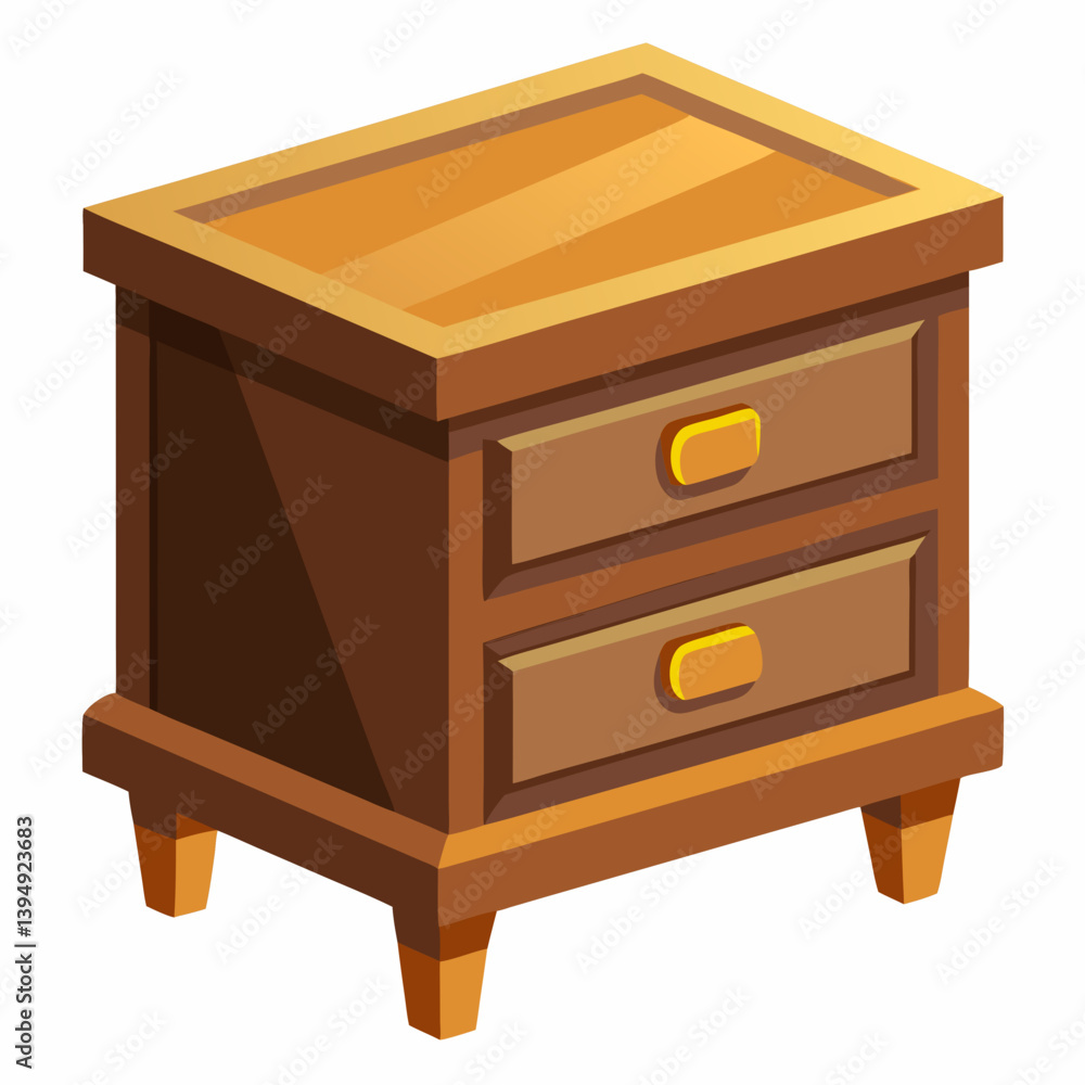 Wooden chest of drawers illustrated in isometric view, showcasing multiple drawers and a polished finish. Wooden chest of drawers illustrated in isometric view, showcasing multiple drawers and a polished finish.