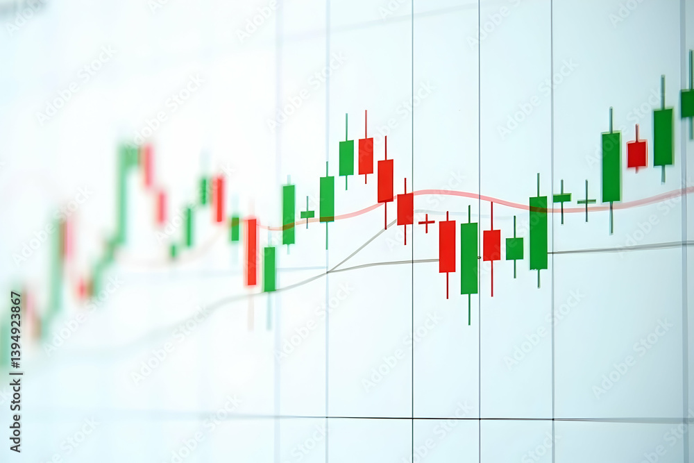 Analyzing Financial Data, A Close-Up View of Candlestick Charts Illustrating Stock Market Trends and Investment Analysis for Strategic Decision-Making Analyzing Financial Data, A Close-Up View of Candlestick Charts Illustrating Stock Market Trends and Investment Analysis for Strategic Decision-Making