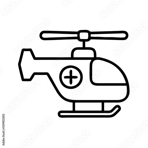 Outline medical helicopter vector illustration for emergency rescue and healthcare services design needs