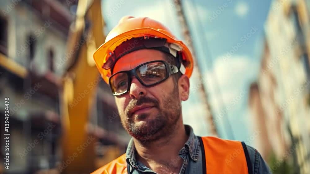 Video of a worker wearing a helmet and safety glasses yelling at a construction site is useful for safety training materials, industrial training, and construction services advertising.
Video of a worker wearing a helmet and safety glasses yelling at a construction site is useful for safety training materials, industrial training, and construction services advertising.