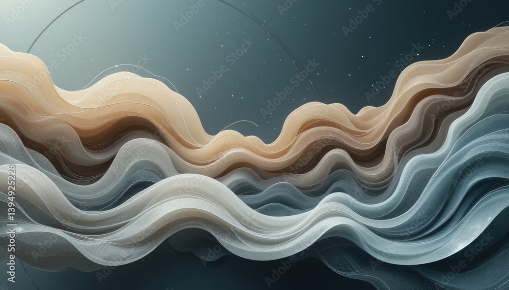 Fototapeta premium Dynamic wave patterns abstract digital art floating colors virtual environment artistic perspective contemporary design inspiration